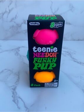 Teenie Funky Pup NeeDoh Squeeze Toy Neon Stress Ball Set of 3 Exact Style NEW